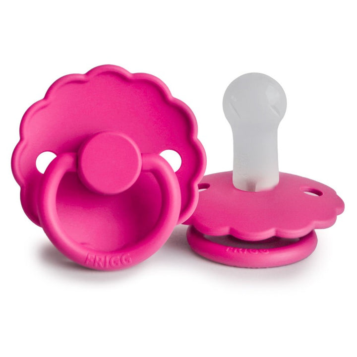 FRIGG Daisy Silicone Pacifier in Fuchsia, sold by JBørn Baby Products Shop, Personalizable by JustBørn