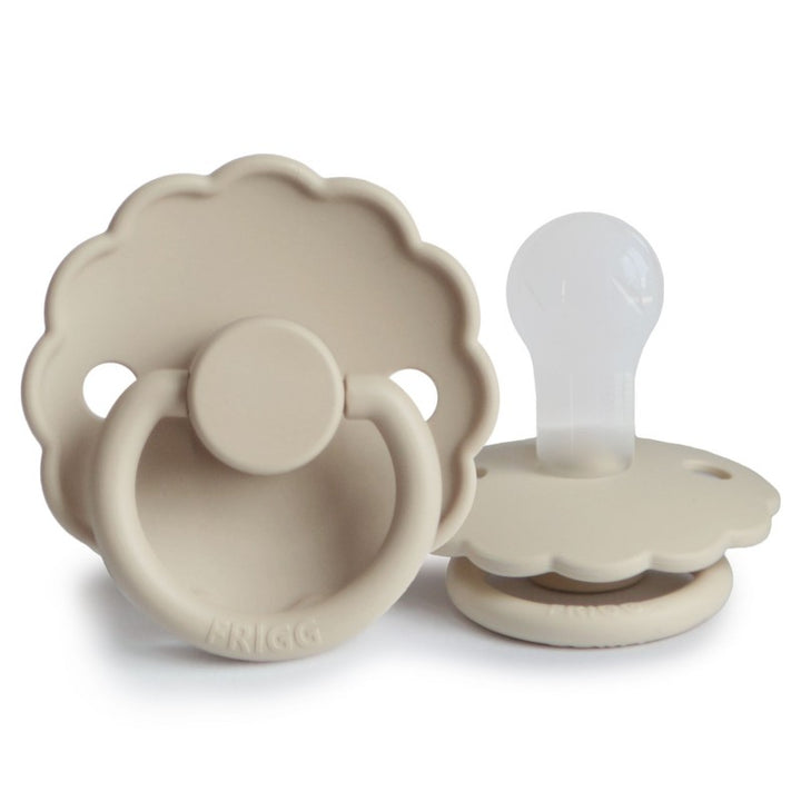 FRIGG Daisy Silicone Pacifier in Sandstone, sold by JBørn Baby Products Shop, Personalizable by JustBørn