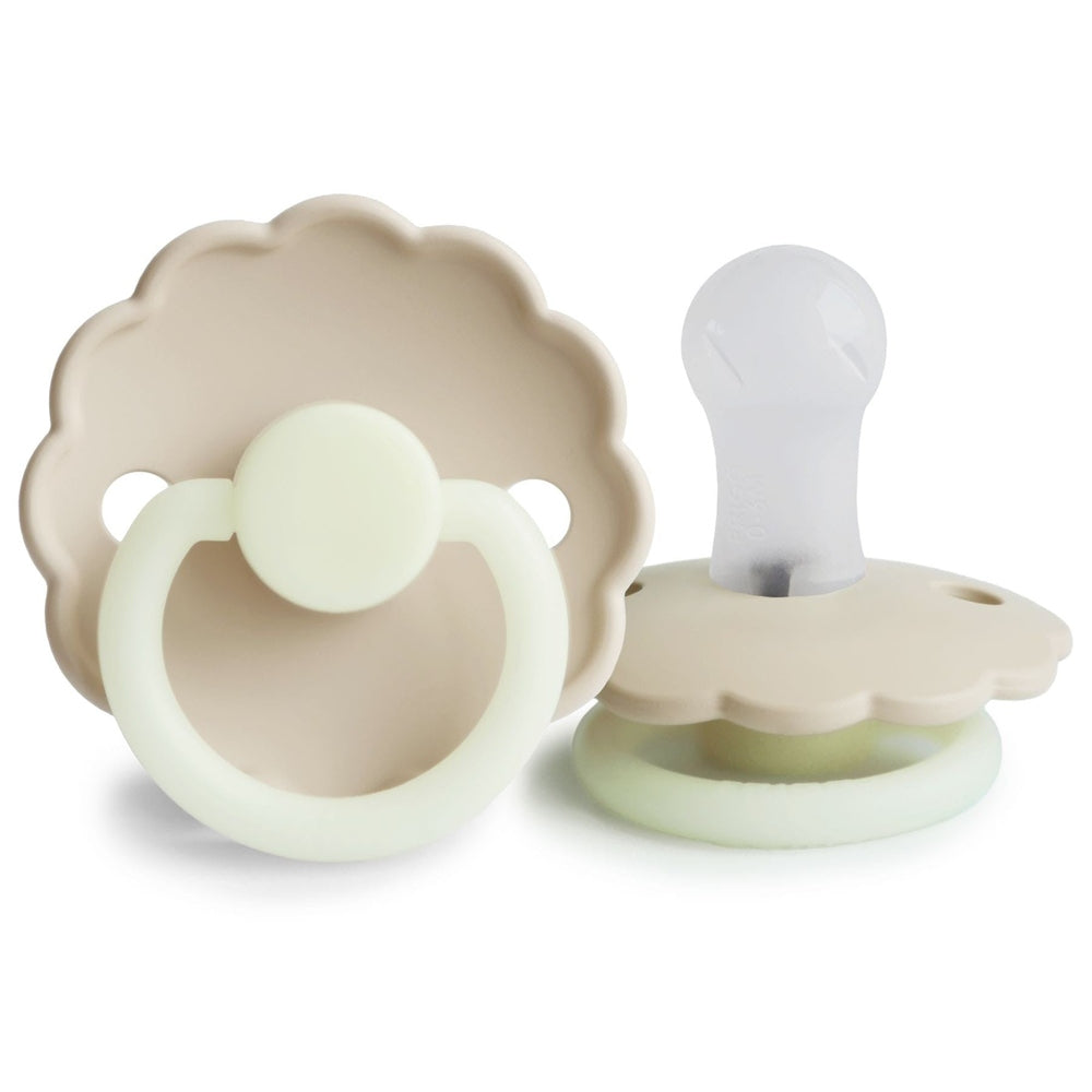 Cream Night Glow FRIGG Daisy Silicone Pacifier | Personalised by FRIGG sold by JBørn Baby Products Shop