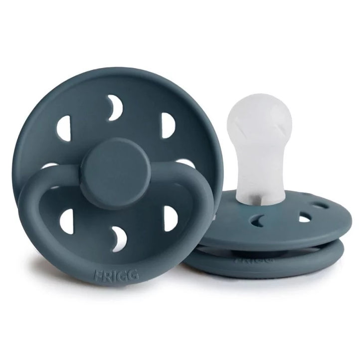 FRIGG Moon Silicone Pacifier in Slate, sold by JBørn Baby Products Shop, Personalizable by JustBørn