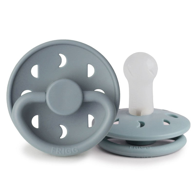 FRIGG Moon Silicone Pacifier in Stone Blue, sold by JBørn Baby Products Shop, Personalizable by JustBørn