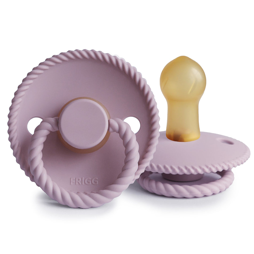 FRIGG Rope Natural Rubber Latex Pacifiers in Soft Lilac, sold by JBørn Baby Products Shop, Personalizable by JustBørn