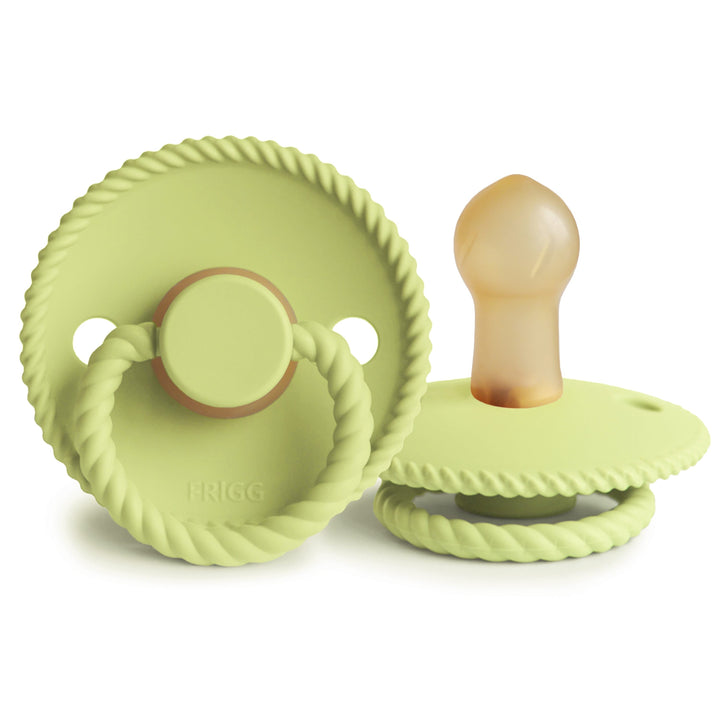 FRIGG Rope Natural Rubber Latex Pacifiers in Green Tea, sold by JBørn Baby Products Shop, Personalizable by JustBørn