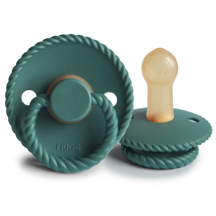 FRIGG Rope Natural Rubber Latex Pacifiers in Vintage Green, sold by JBørn Baby Products Shop, Personalizable by JustBørn