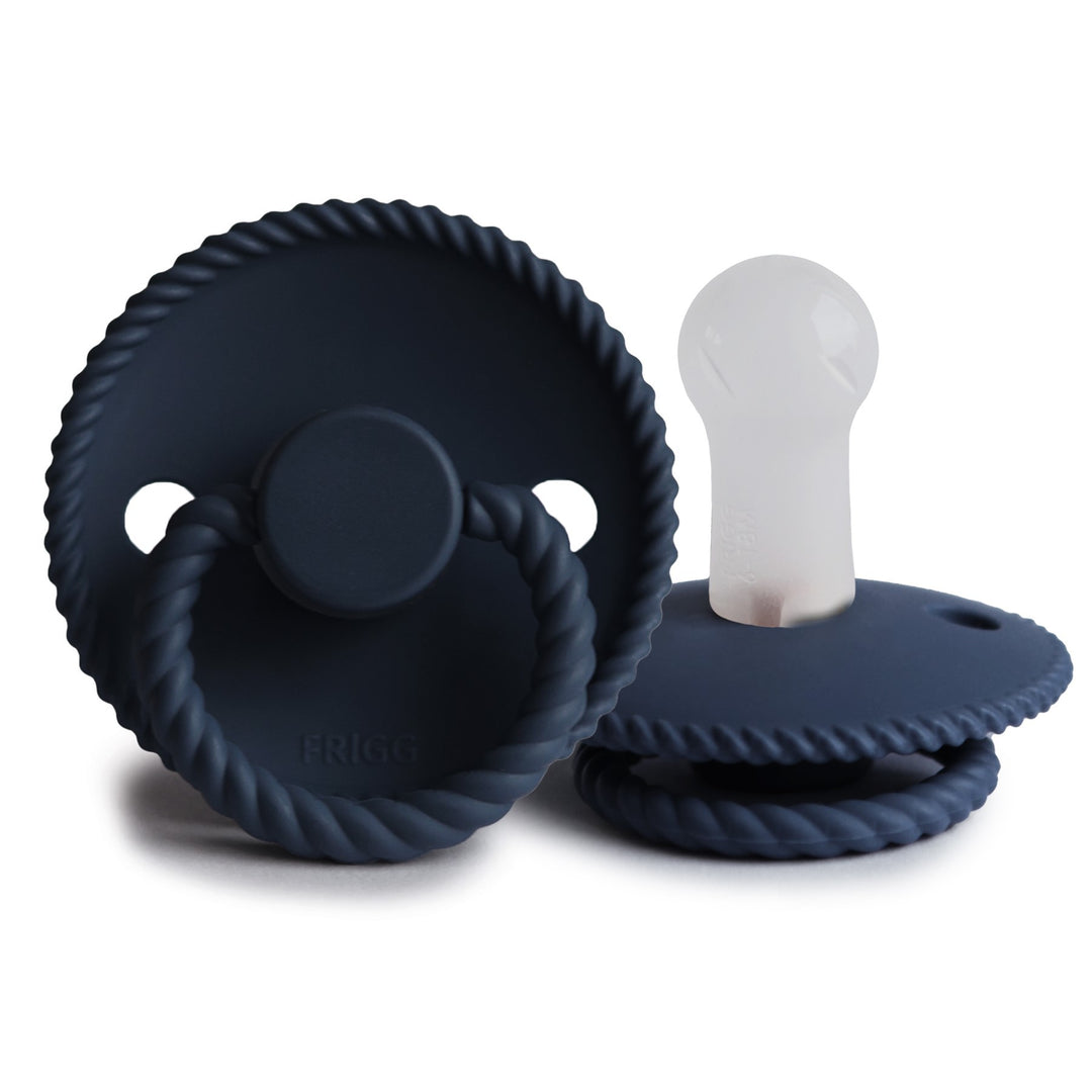 FRIGG Rope Silicone Pacifiers in Dark Navy, sold by JBørn Baby Products Shop, Personalizable by JustBørn