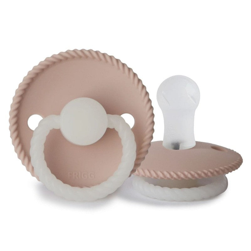 FRIGG Rope Silicone Pacifiers in Blush Night Glow, sold by JBørn Baby Products Shop, Personalizable by JustBørn