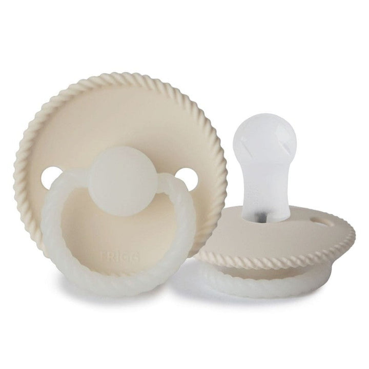 FRIGG Rope Silicone Pacifiers in Cream Night Glow, sold by JBørn Baby Products Shop, Personalizable by JustBørn