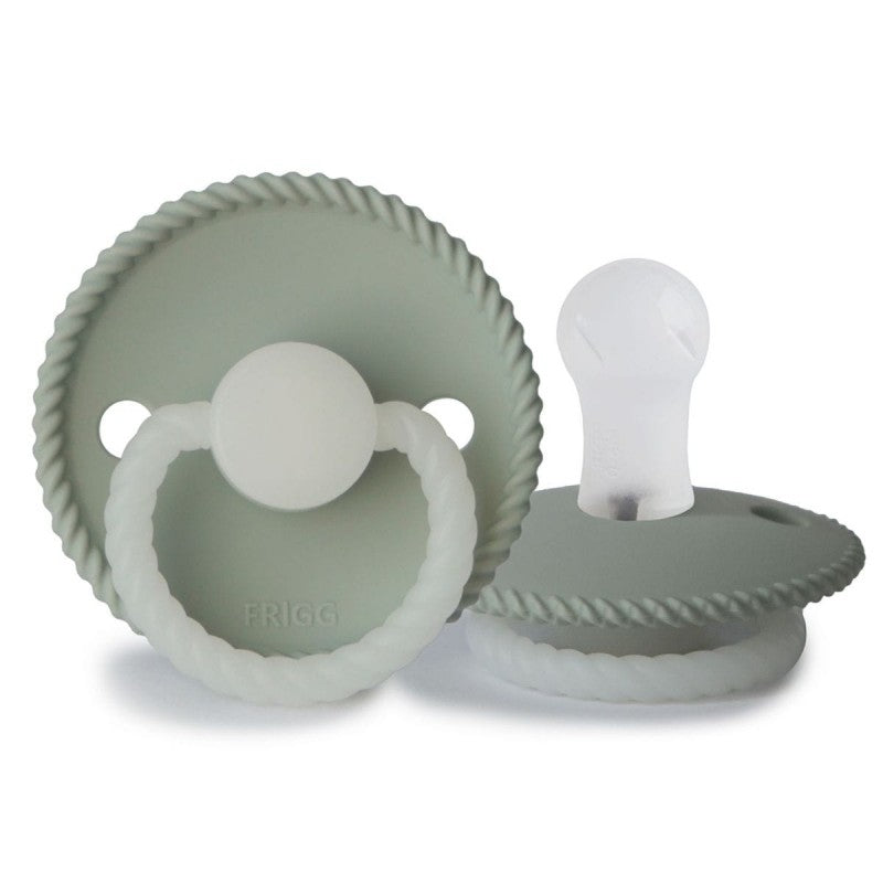 FRIGG Rope Silicone Pacifiers in Sage Night Glow, sold by JBørn Baby Products Shop, Personalizable by JustBørn