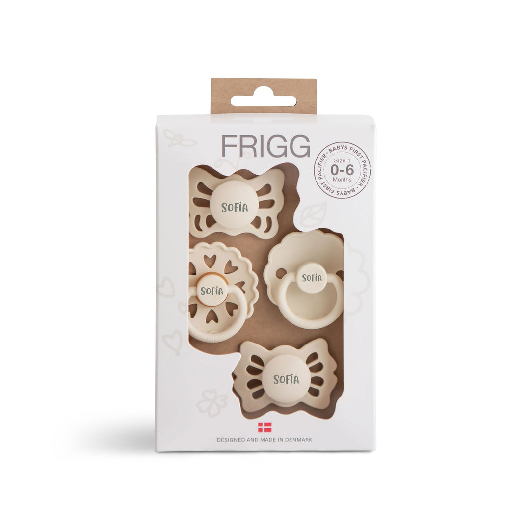 FRIGG Baby's First Pacifier Pack Floral Heart Cream Yes - Personalisable Baby Products Sold and Personalised by JustBørn