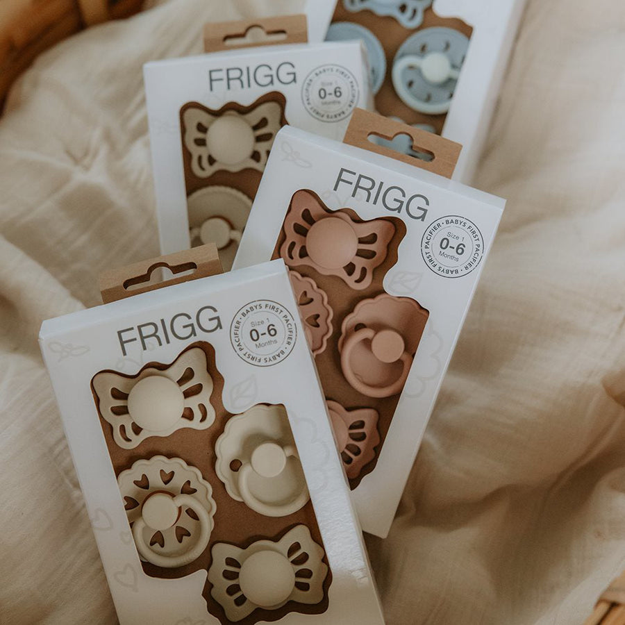FRIGG Baby's First Pacifier Pack in Floral Heart Blush, sold by JBørn Baby Products Shop, Personalizable by JustBørn