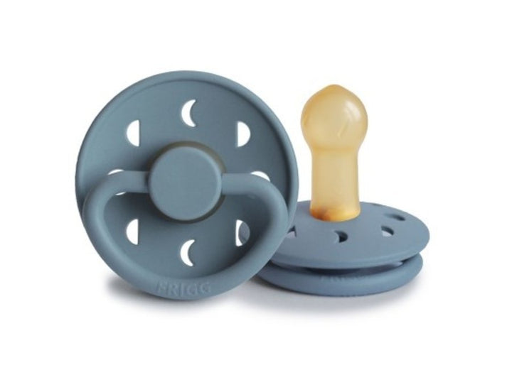 FRIGG Moon Natural Rubber Latex Pacifier in Stone Blue, sold by JBørn Baby Products Shop, Personalizable by JustBørn