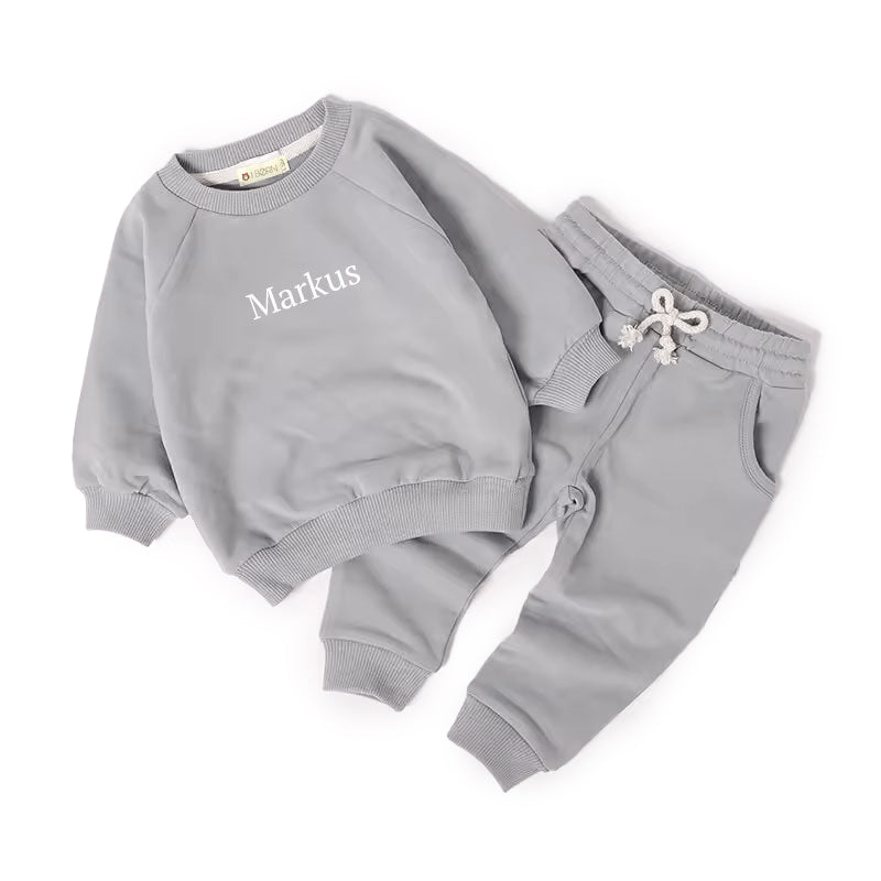 JBØRN Organic Cotton Baby Sweater & Joggers Set | Personalisable Greige - Personalisable Baby Products Sold and Personalised by JustBørn