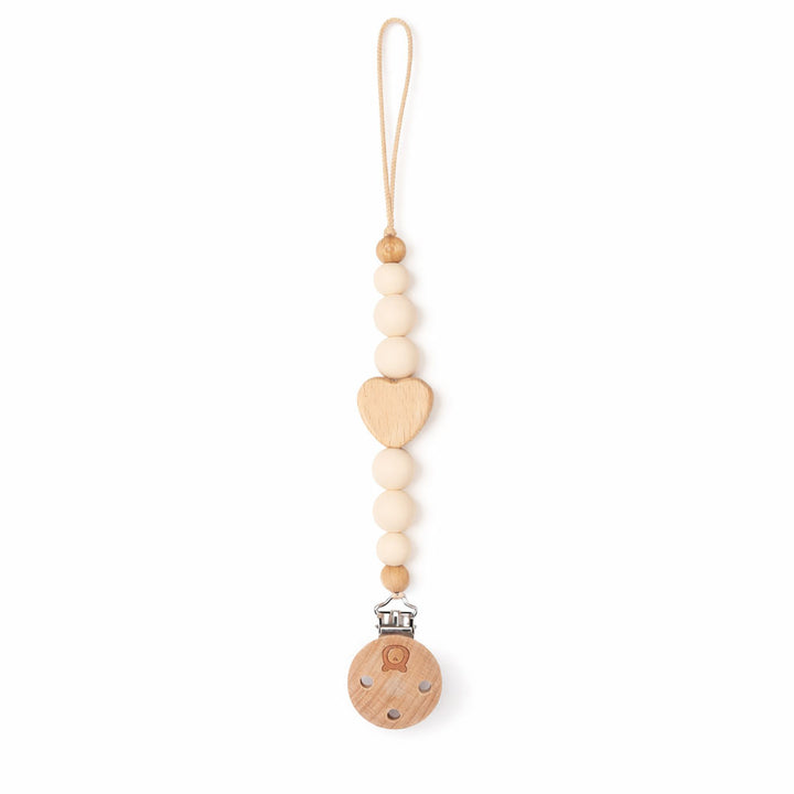 JBØRN Love Heart Pacifier Clip Ivory - Personalisable Baby Products Sold and Personalised by JustBørn