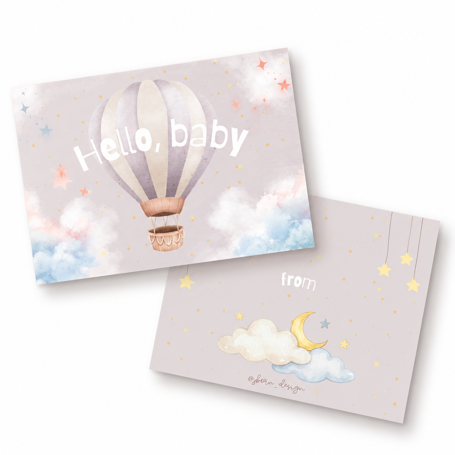 JBØRN personalisierte Geschenkkarte | Geschenkanhänger für Baby- und Geburtstagsgeschenke „Hallo Baby“ - Personalisierbare Babyprodukte, verkauft und personalisiert von JustBørn