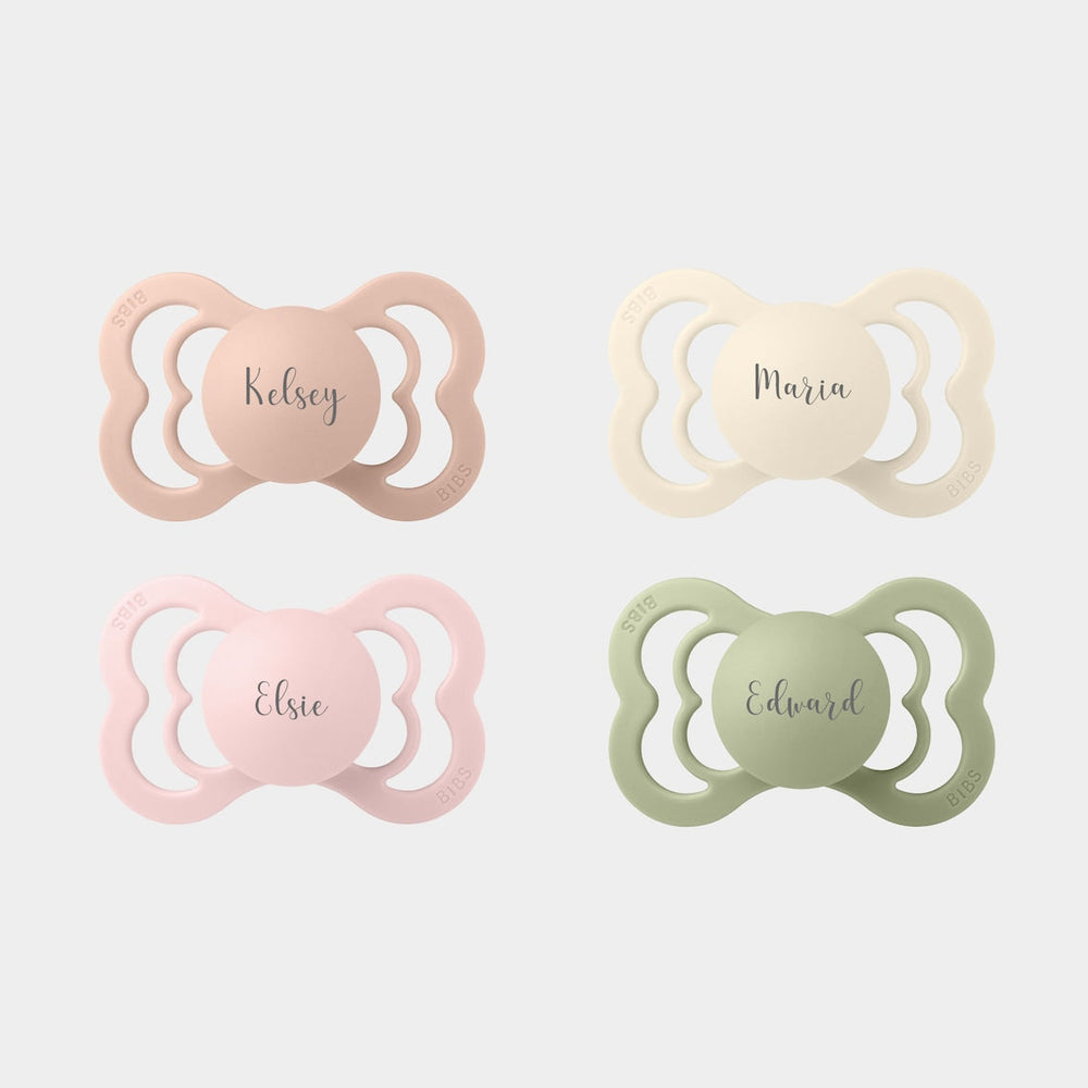 BIBS SUPREME Latex Pacifiers | Personalised in Pink Plum, sold by JBørn Baby Products Shop, Personalizable by JustBørn