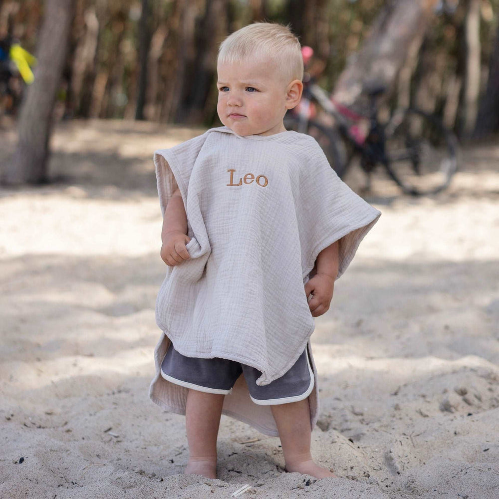 JBØRN Organic Cotton Muslin Hooded Poncho Towel - Personalisable Baby Products Sold and Personalised by JustBørn