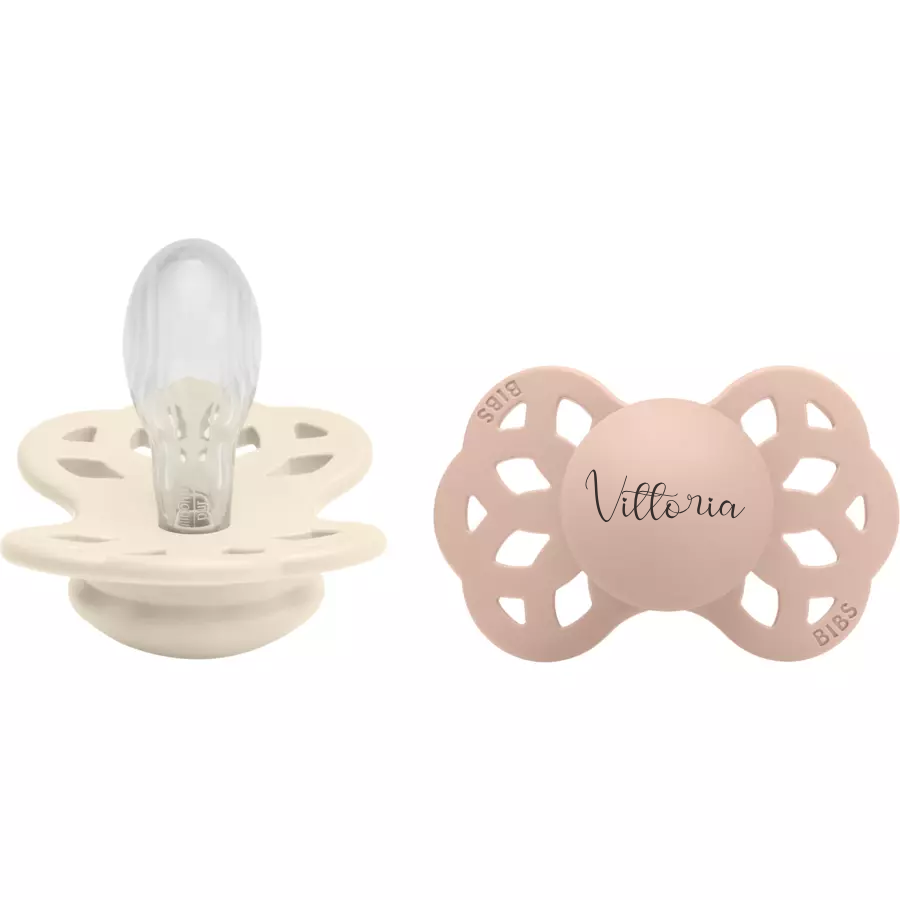 BIBS Infinity Symmetrical Silicone Pacifiers | Personalised in Ivory, sold by JBørn Baby Products Shop, Personalizable by JustBørn