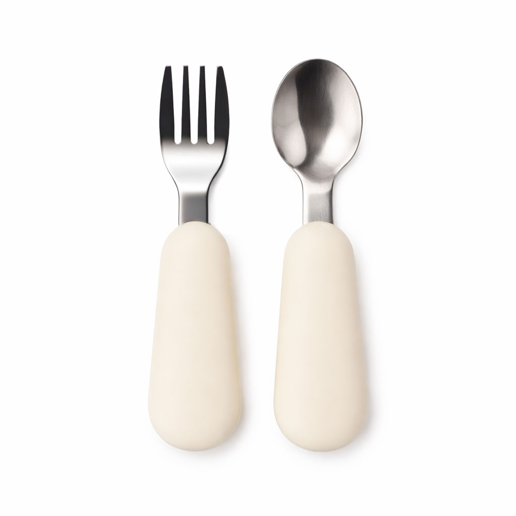 JBØRN Stainless Steel Kids Cutlery Set | Personalisable Ivory Cutlery Set - Personalisable Baby Products Sold and Personalised by JustBørn
