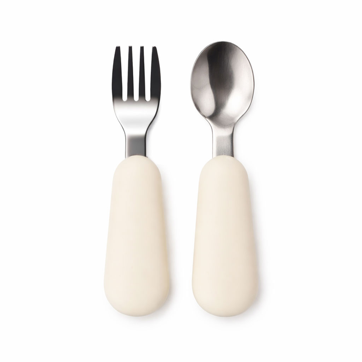 JBØRN Stainless Steel Kids Cutlery Set | Personalisable Ivory Cutlery Set - Personalisable Baby Products Sold and Personalised by JustBørn