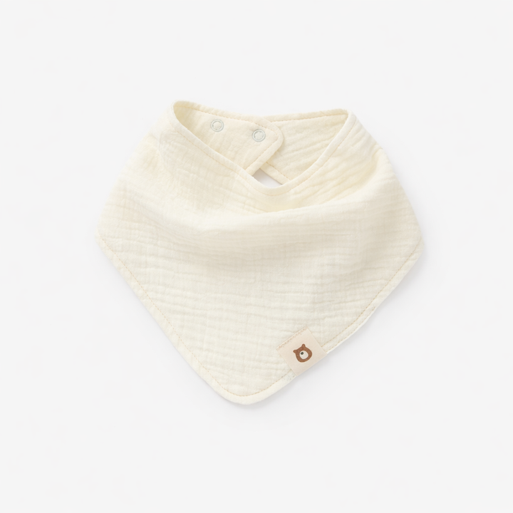JBØRN Organic Cotton Muslin Baby Bib Ivory Muslin Bib - Personalisable Baby Products Sold and Personalised by JustBørn