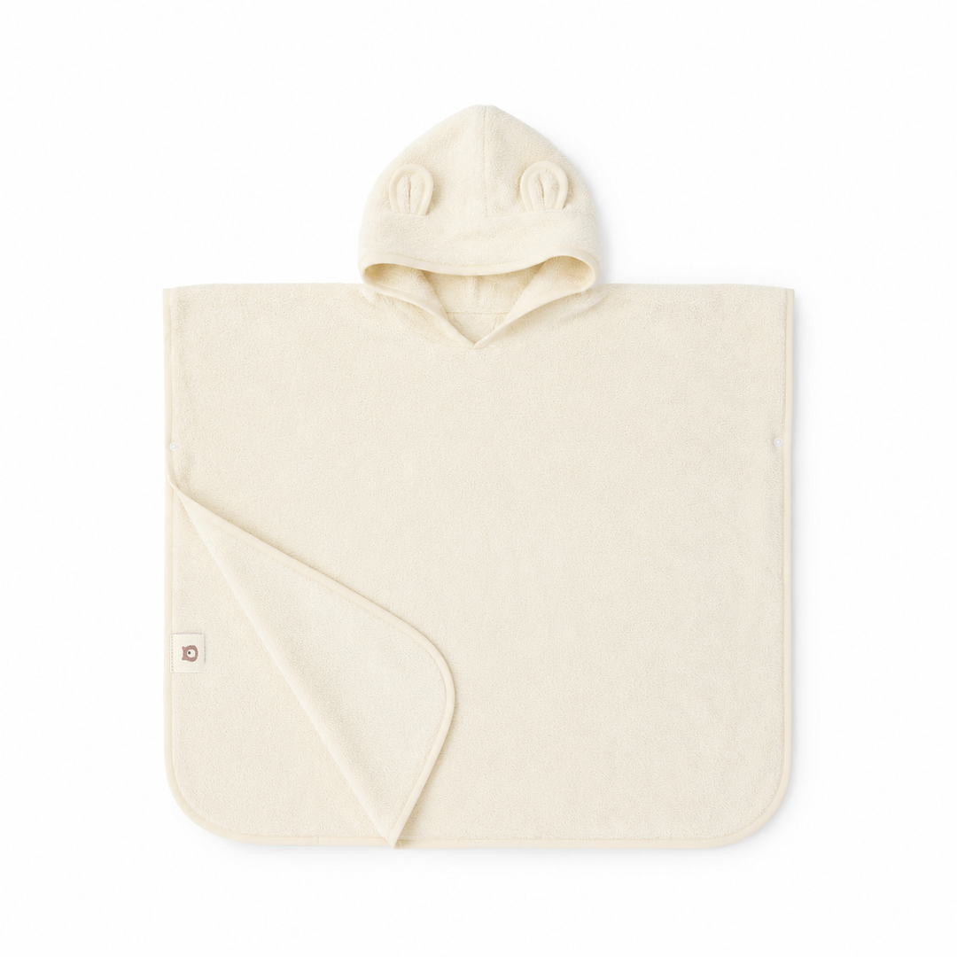 JBØRN Organic Cotton Towelling Hooded Poncho Ivory Poncho - Personalisable Baby Products Sold and Personalised by JustBørn