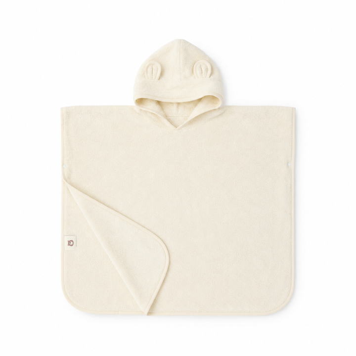 JBØRN Organic Cotton Towelling Hooded Poncho Ivory Poncho - Personalisable Baby Products Sold and Personalised by JustBørn