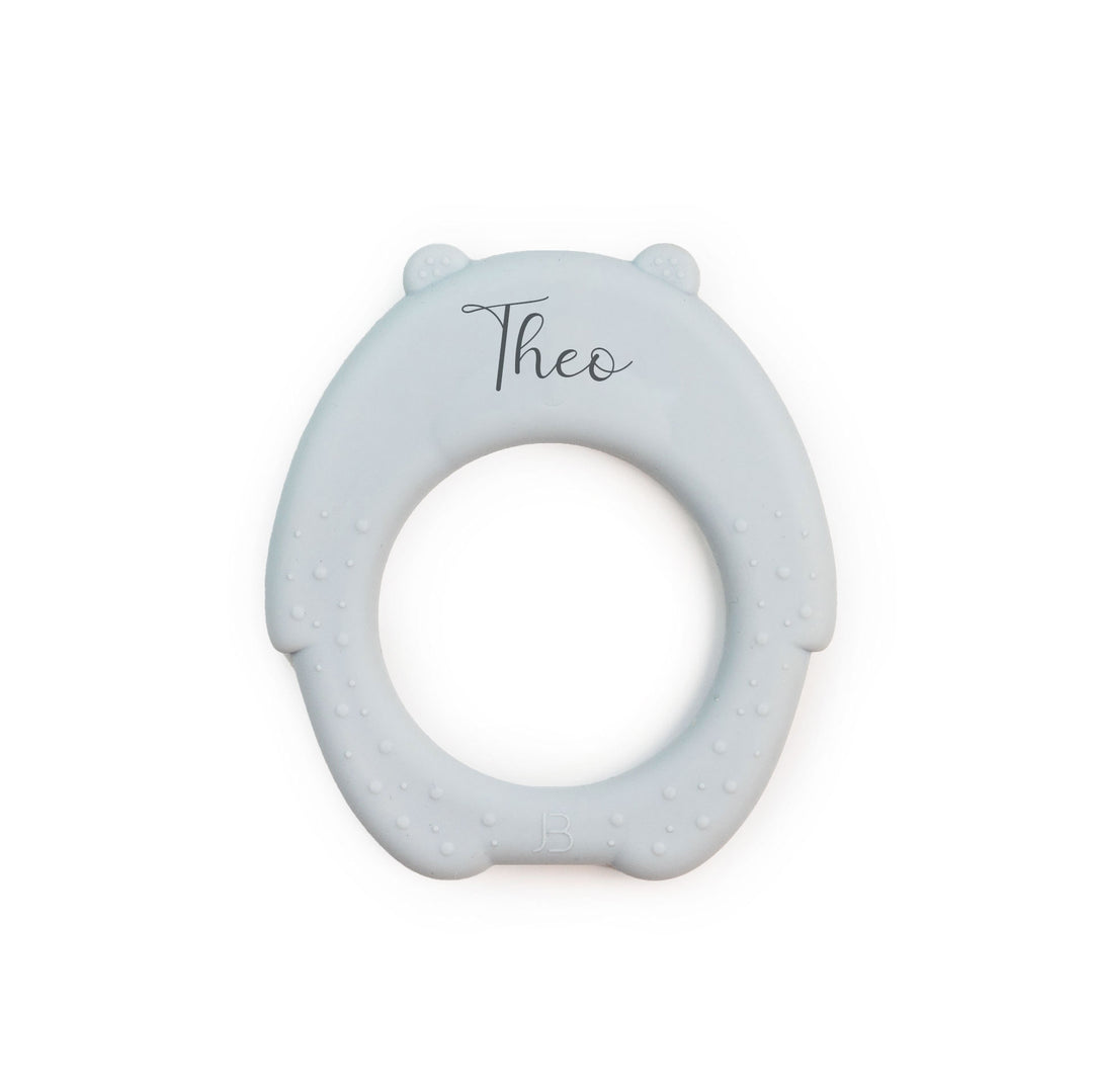 JBØRN Bear Silicone Baby Teether Powder Blue - Personalisable Baby Products Sold and Personalised by JustBørn
