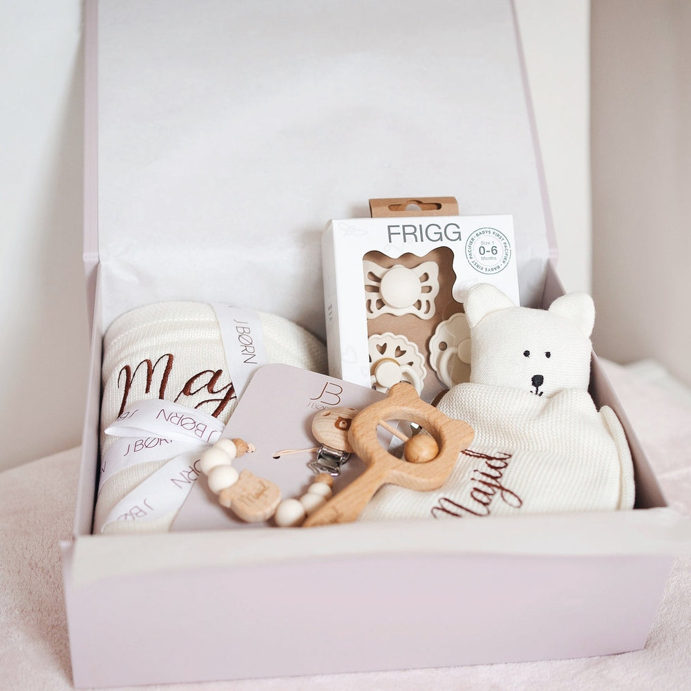 JBØRN Luxury Newborn Gift Box Bundle in Ivory, sold by JBørn Baby Products Shop, Personalizable by JustBørn