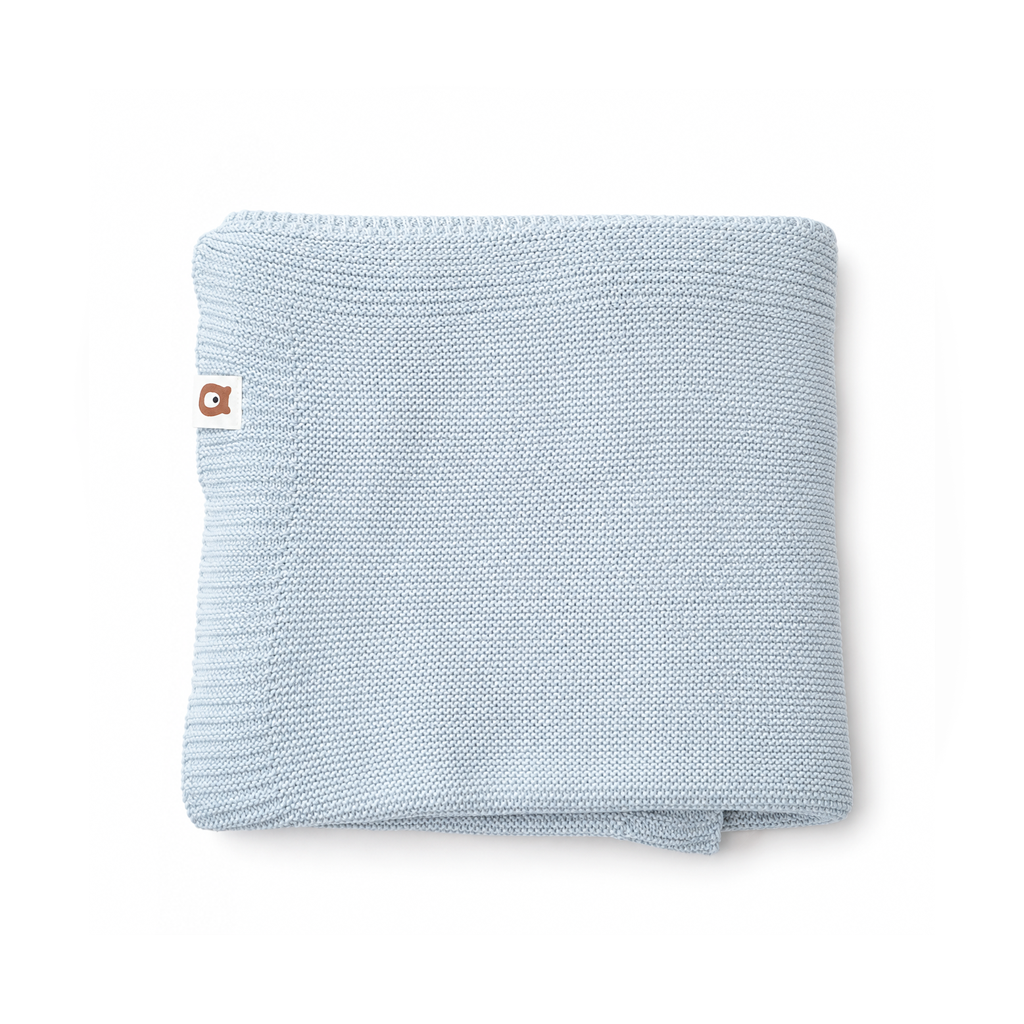 JBØRN Knitted Blanket Knitted Blanket | Powder Blue - Personalisable Baby Products Sold and Personalised by JustBørn
