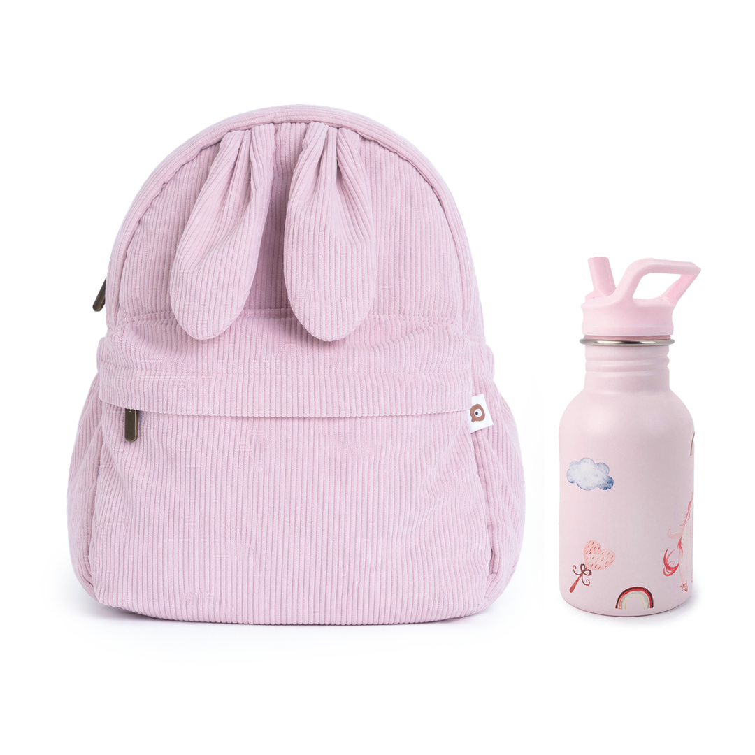JBØRN Personalised Set | Backpack & Water Bottle Set Lilac Backpack & Unicorn Bottle Set - Personalisable Baby Products Sold and Personalised by JustBørn