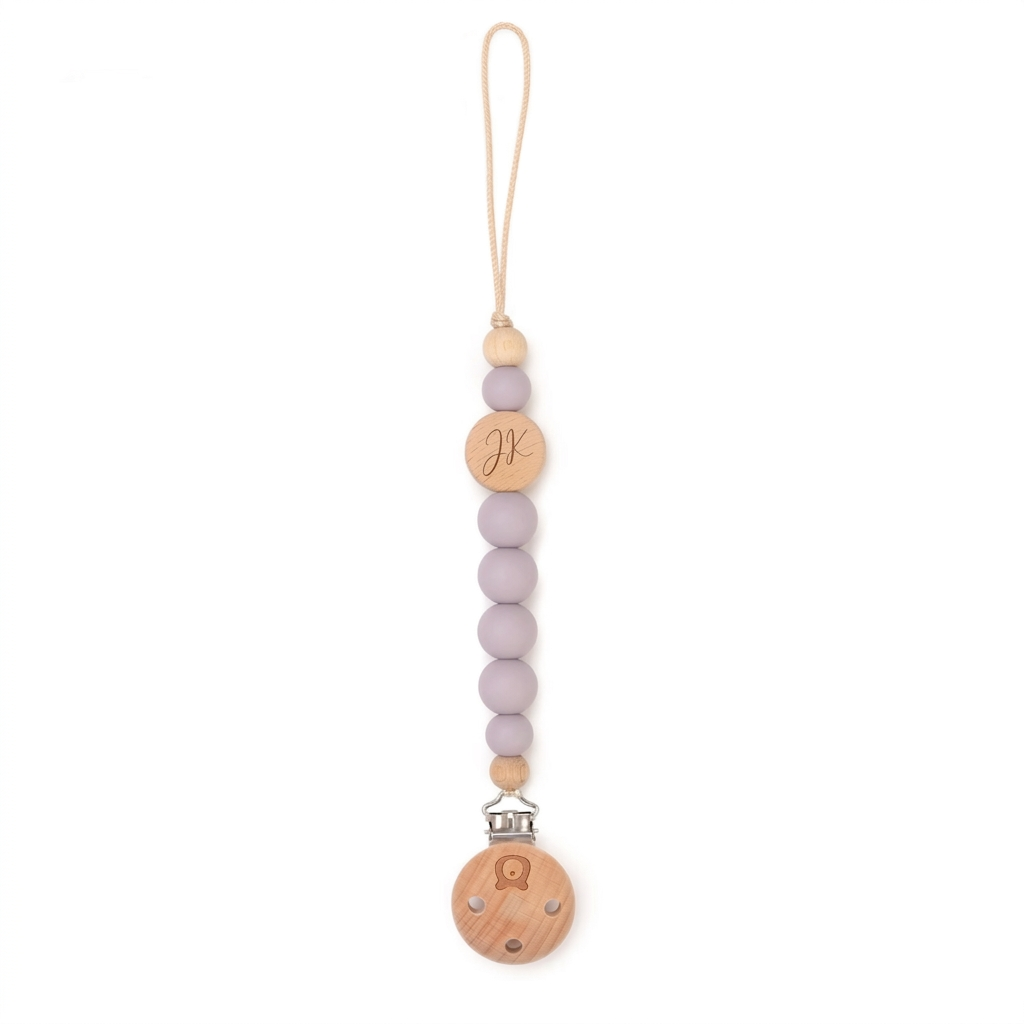 JBØRN Pacifier Clip Soft Lilac Yes - Personalisable Baby Products Sold and Personalised by JustBørn