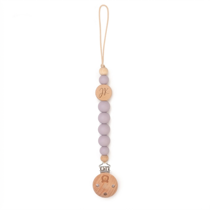 JBØRN Pacifier Clip Soft Lilac Yes - Personalisable Baby Products Sold and Personalised by JustBørn