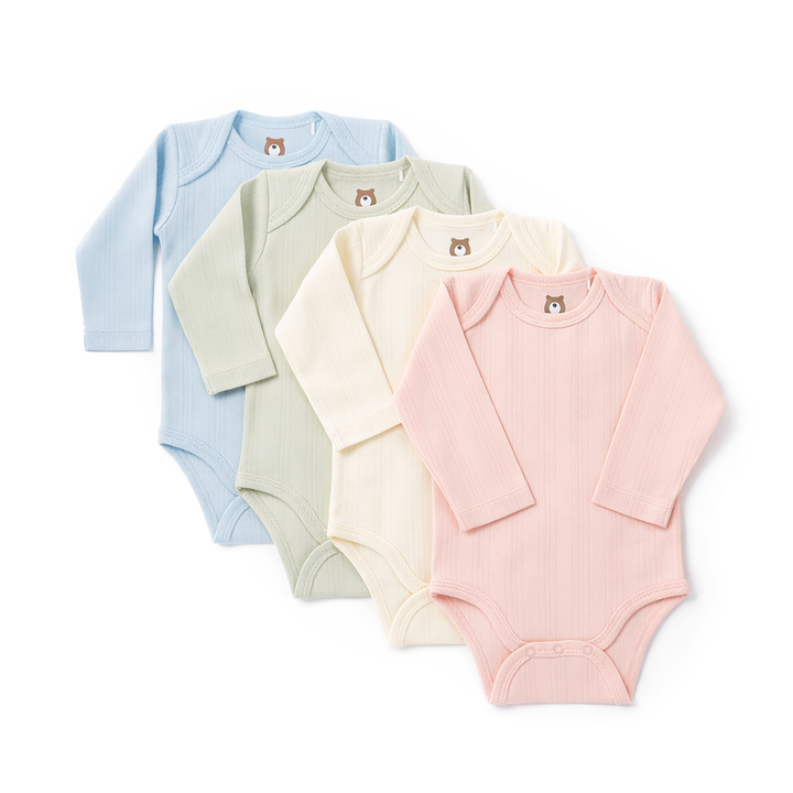 JBØRN Ribbed Bamboo Long Sleeve Bodysuit - Personalisable Baby Products Sold and Personalised by JustBørn