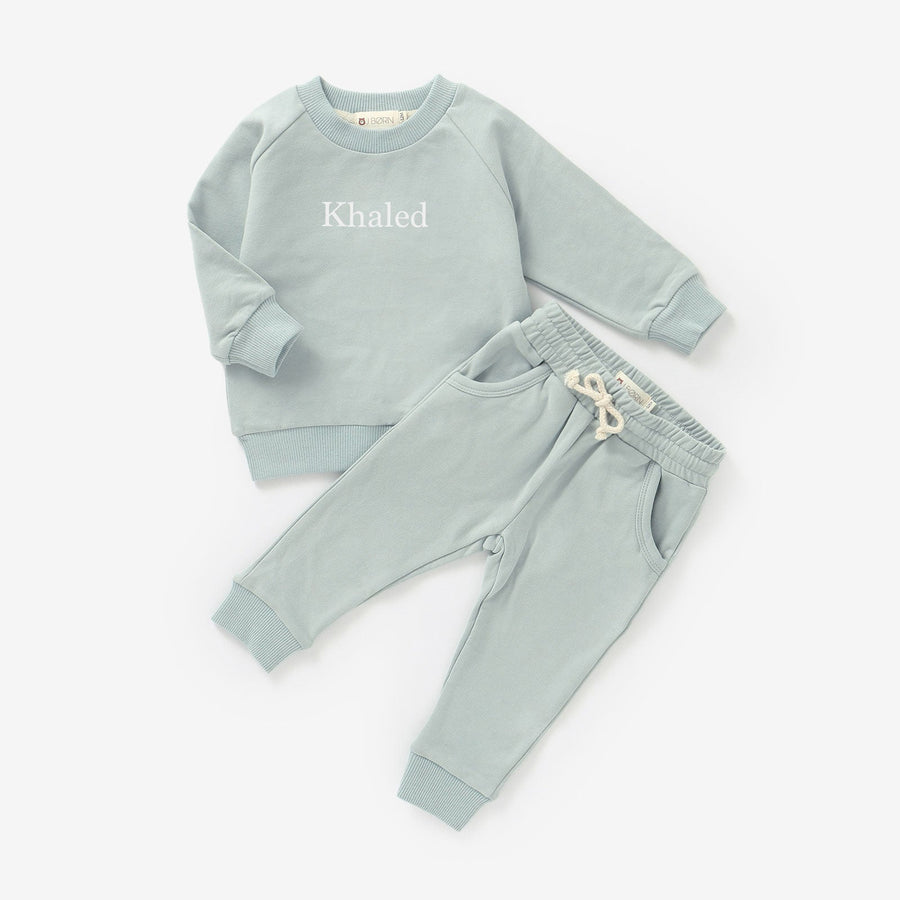 Clay JBØRN Organic Cotton Baby Sweater & Joggers Set | Personalisable by Just Børn sold by JBørn Baby Products Shop