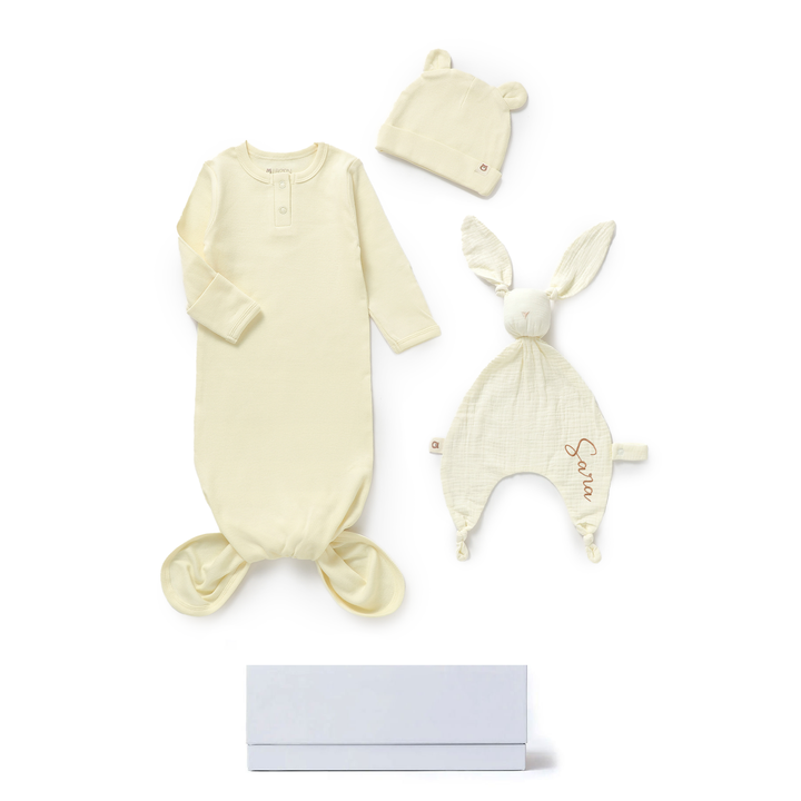JBØRN Baby Gift Set | Organic Cotton Sleeping Gown & Comforter Gift Set Moonlit Daffodil Yes - Personalisable Baby Products Sold and Personalised by JustBørn