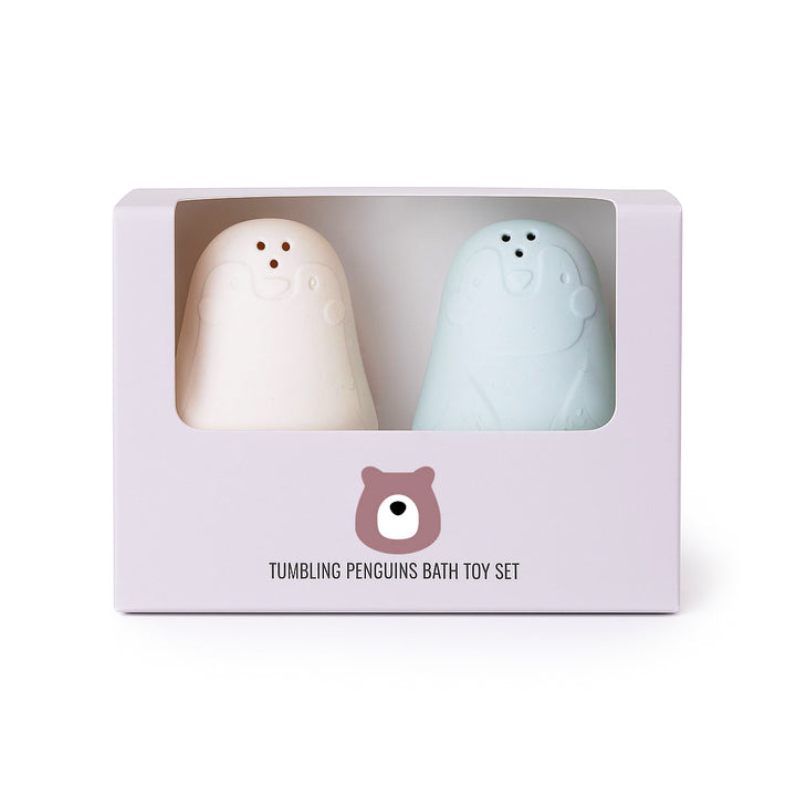 JBØRN Tumbling Penguins Bath Toy Set Blossom - Personalisable Baby Products Sold and Personalised by JustBørn