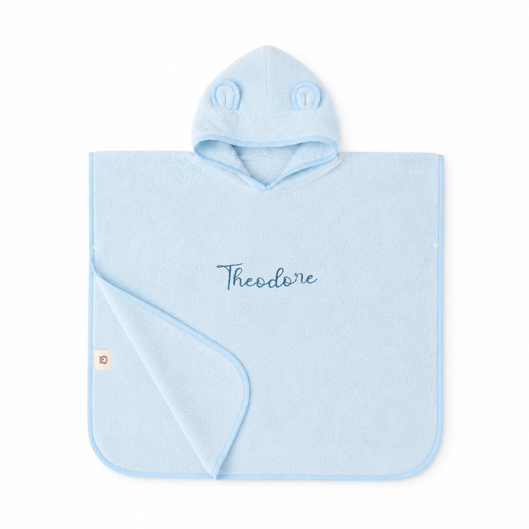 JBØRN Organic Cotton Towelling Hooded Poncho - Personalisable Baby Products Sold and Personalised by JustBørn