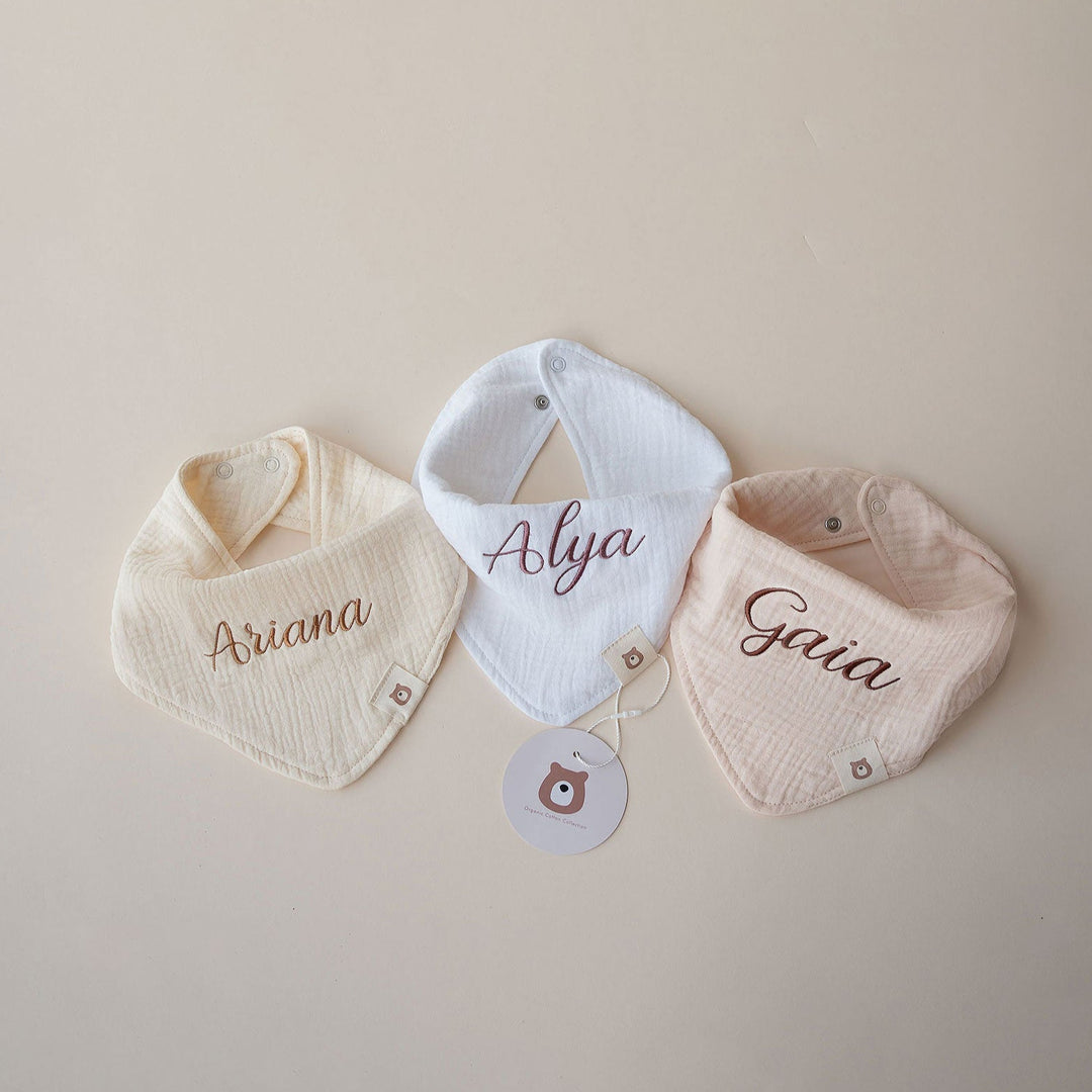 JBØRN Organic Cotton Muslin Baby Bib - Personalisable Baby Products Sold and Personalised by JustBørn