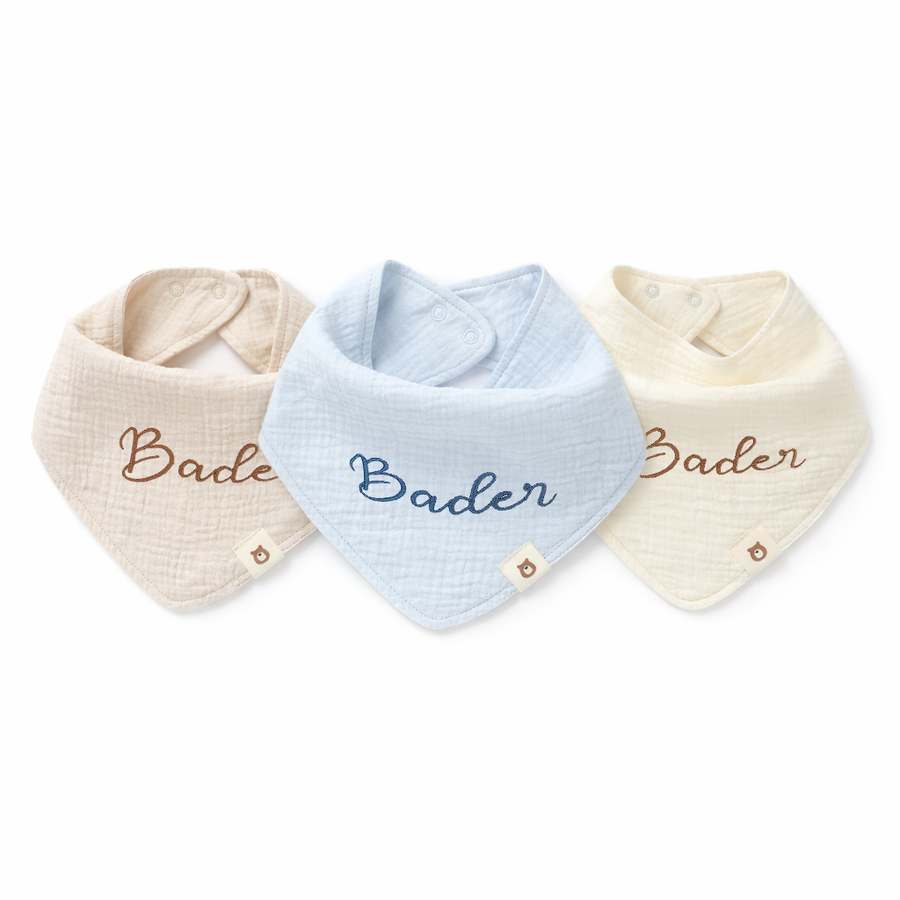 JBØRN Organic Cotton Muslin Baby Bib - Personalisable Baby Products Sold and Personalised by JustBørn