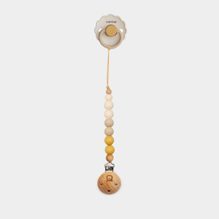 FRIGG Daisy Latex Pacifier & Matching JBØRN Clip Set | Personalisable Chamomile Yes - Personalisable Baby Products Sold and Personalised by JustBørn