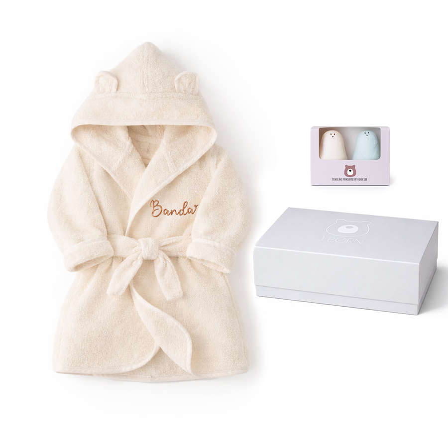 JBØRN Baby Gift Set | Organic Cotton Robe & Bath Toys - Personalisable Baby Products Sold and Personalised by JustBørn