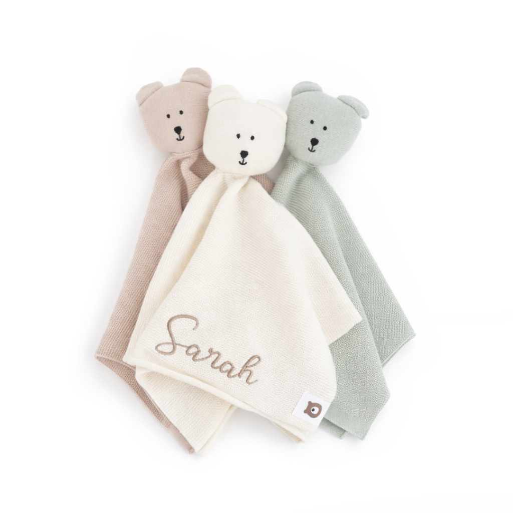 JBØRN Bear Knitted Comforter - Personalisable Baby Products Sold and Personalised by JustBørn