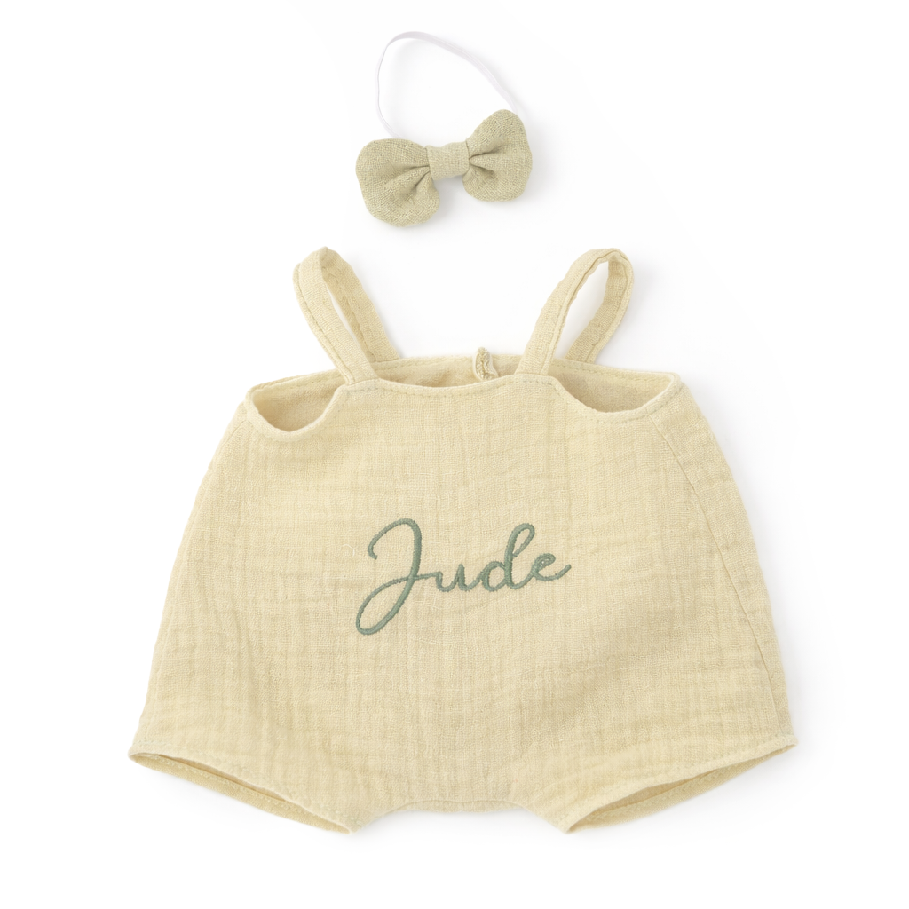 JBØRN Personalised Soft Toy Outfits Pistachio Dungarees - Personalisable Baby Products Sold and Personalised by JustBørn