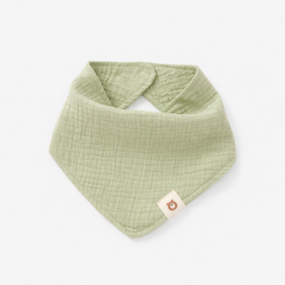 JBØRN Organic Cotton Muslin Baby Bib Pistachio Muslin Bib - Personalisable Baby Products Sold and Personalised by JustBørn