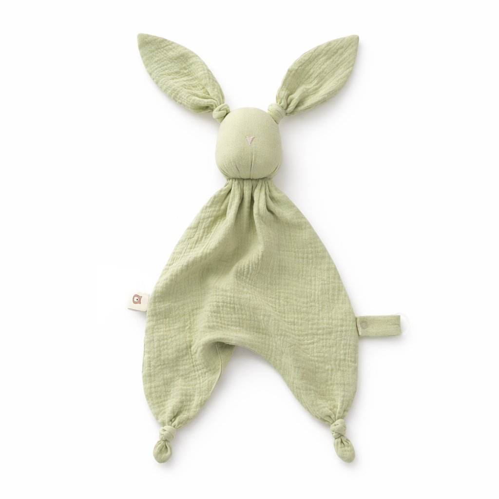 JBØRN Organic Cotton Bunny Comforter Pistachio Muslin Bunny - Personalisable Baby Products Sold and Personalised by JustBørn