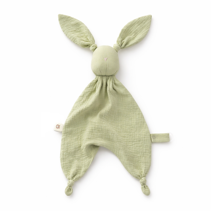 JBØRN Organic Cotton Bunny Comforter Pistachio Muslin Bunny - Personalisable Baby Products Sold and Personalised by JustBørn