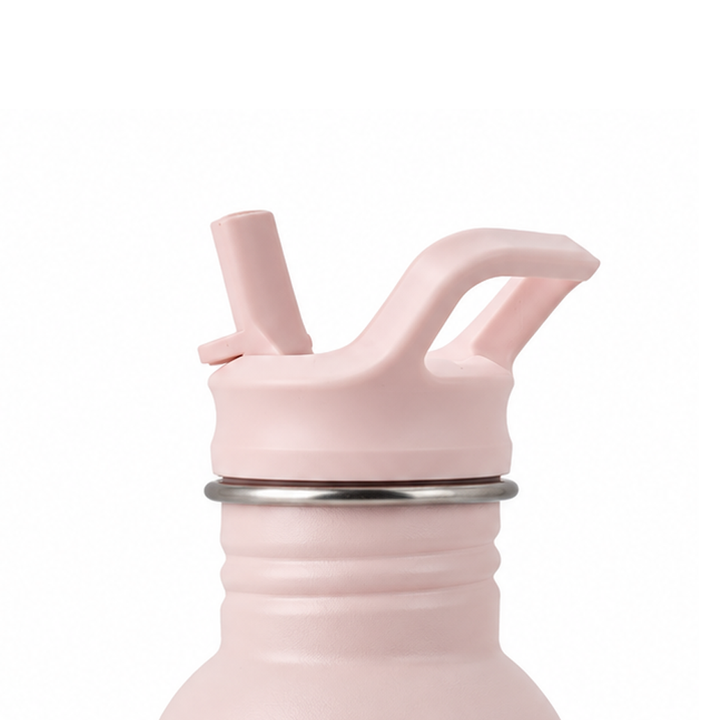 JBØRN Water Bottle Lid Replacement with Straw Poppy Flower Blush Bottle Lid - Personalisable Baby Products Sold and Personalised by JustBørn
