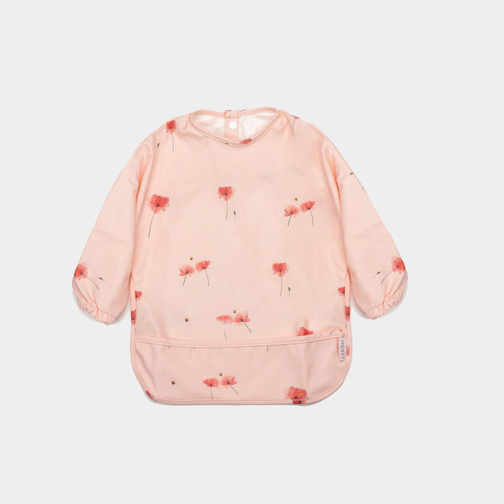 JBØRN Long Sleeve Baby Feeding Bib | Weaning Essentials in Poppy Flowers, sold by JBørn Baby Products Shop, Personalizable by JustBørn