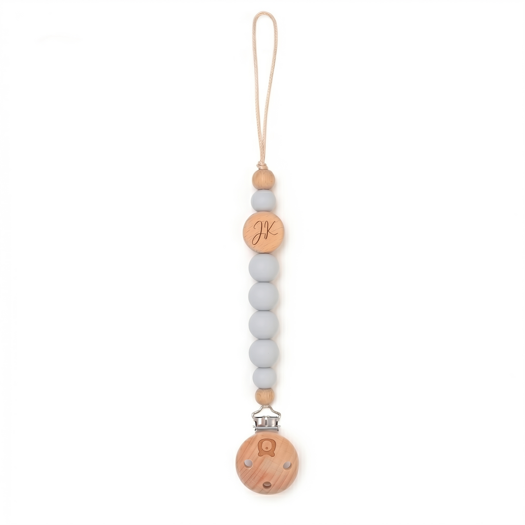 JBØRN Pacifier Clip Powder Blue Yes - Personalisable Baby Products Sold and Personalised by JustBørn