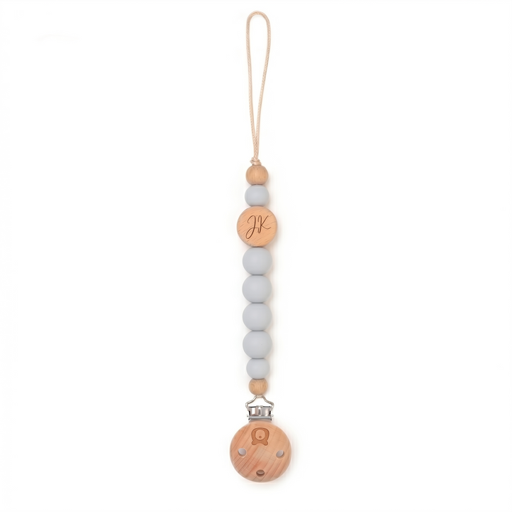 JBØRN Pacifier Clip Powder Blue Yes - Personalisable Baby Products Sold and Personalised by JustBørn